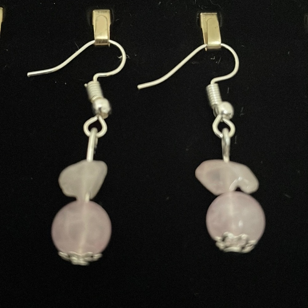 💗New Genuine Natural Stone Artisan Crafted Rose Quartz Earrings Love Healing